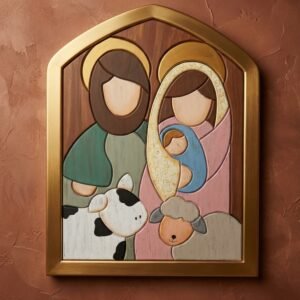 Cuadro del nacimiento en piezas de madera
